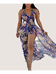 cheap -Women&#039;s Strap Dress Maxi long Dress Green Violet Sleeveless Florals Spring Summer Casual Daily 2022 S M L XL XXL XXXL