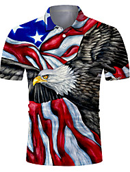 cheap -Men&#039;s Golf Shirt Tennis Shirt 3D Print Eagle American Flag National Flag Collar Street Casual Button-Down Short Sleeve Tops Casual Fashion Cool Breathable Blue / Sports