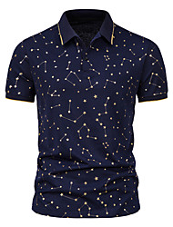 cheap -Men&#039;s Golf Shirt Tennis Shirt Star Constellation Collar Street Daily Button-Down Short Sleeve Tops Cotton Business Casual Comfortable White Black Wine