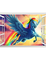 cheap -3D False Window Seven-Color Rainbow Horse Home Children&#039;s Room Background Decoration Can Be Removed Stickers
