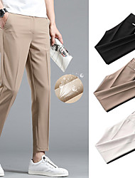 cheap -Men&#039;s Casual Chino Dress Pants Straight Pants Ankle-Length Pants Business Casual Micro-elastic Solid Color Breathable Mid Waist White Black Khaki Beige 29 30 31 32 33