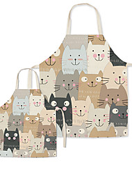 cheap -Mommy and Me Aprons Cute Cartoon Cats Printed Family Aprons Matching Outfits Family Photo Aprons
