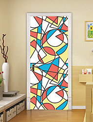 cheap -2pcs Self-adhesive Creative Geometric Mosaic Door Stickers For Living Room Diy Decorative Home Waterproof Wall Stickers 30.3&quot;x78.7&quot;(77x200cm), 2 PCS Set