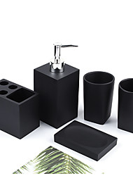 economico -set di cinque pezzi nordic marble texture resina accessori per il bagno porta spazzolino da denti dispenser di sapone pompa spazzola per bottiglie