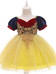 cheap -Snow White Fairytale Princess Cosplay Costume Masquerade Flower Girl Dress Girls&#039; Movie Cosplay Vacation Christmas Yellow Dress Christmas Halloween Masquerade Polyester