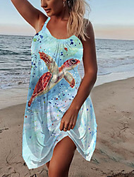 cheap -Women&#039;s Strap Dress Short Mini Dress Sleeveless Pattern Summer Casual Daily Loose 2022 S M L XL XXL
