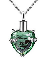 cheap -ulatree urn necklaces for ashes cremation jewelry for ashes urns for human ashes heart necklaces for women memorial pendant always in my heart (light green)