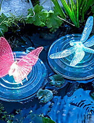 cheap -Outdoor Solar Lights LED Float Lamp RGB Color Changing Butterfly Dragonfly Shape Outdoor Garden Swimming Fountain Pool Water Light IP68 Waterproof