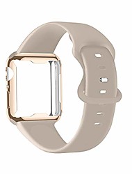 cheap -ruoqini smartwatch band with case compatible for apple watch band, silicone sport band and tpu case for iwatch series 6/5/4/3/2/1/se,stone band with gold case in 40ml size