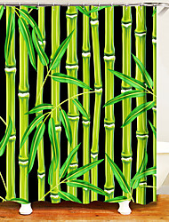 cheap -Spring Green Bamboo Shower Curtain Forest Natural Scenery Landscape Pattern Bathroom Screens Washable Polyester With Hooks Set 70 Inch