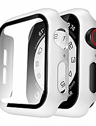 cheap -tauri 2 pack hard case compatible for apple watch se series 6 5 4 44mm built in 9h tempered glass screen protector slim bumper touch sensitive full protective cover compatible for iwatch 44mm - white