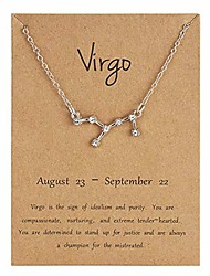 cheap -2021 new card packaging 12 constellation pendant necklace zodiac horoscope astrology silver rhinestone clavicle necklace for women teens birthday anniversary friendship exquisite jewelry gift(virgo)