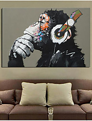 cheap -Wall Art Canvas Prints Painting Artwork Picture Headphone Chimpanzee Home Decoration Décor Rolled Canvas No Frame Unframed Unstretched