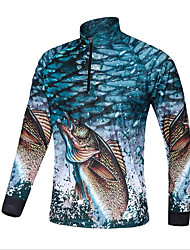 cheap -CAWANFLY Men&#039;s Fishing Jacket Outdoor Long Sleeve UPF50+ UV Protection Quick Dry Waterproof Zipper Breathable Jacket Top Autumn / Fall Spring Summer Athleisure Fishing Camping &amp; Hiking Blue and White