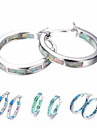 cheap -life stage fire created-opal 925 sterling silver round hoop dangle earrings women&#039;s fashion jewelry orange one size