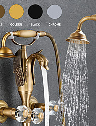 cheap -Bathtub Faucet - Contemporary Antique Brass Wall Installation Brass Valve Bath Shower Mixer Taps