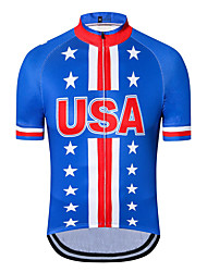 cheap -21Grams® Men&#039;s Short Sleeve Cycling Jersey American / USA National Flag Bike Jersey Top Mountain Bike MTB Road Bike Cycling Red Blue Spandex Polyester Breathable Quick Dry Moisture Wicking Sports