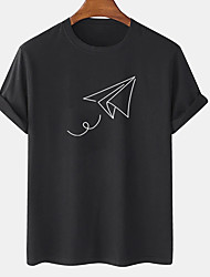 cheap -Men&#039;s Unisex Tee T shirt Tee Hot Stamping Graphic Prints Paper Airplane Plus Size Round Neck Casual Daily Print Short Sleeve Tops Basic Designer Big and Tall White Black Gray / Summer