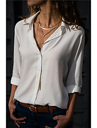 cheap -Women&#039;s Blouse Shirt Plain Shirt Collar Business Basic Elegant Tops Blue Yellow Gray