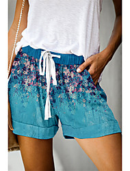 cheap -Women&#039;s Casual Chino Shorts Slacks Short Pants Daily Flower / Floral Cotton Blend Mid Waist Green Blue Gray Purple Wine S M L XL XXL