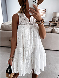 cheap -Women&#039;s A Line Dress Short Mini Dress White Sleeveless Solid Color Summer Casual 2022 S M L XL