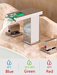 cheap -Bathroom Sink Faucet - LED Centerset Chrome / Electroplated Centerset Single Handle One HoleBath Taps