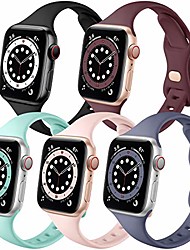 cheap -muranne compatible with apple watch band 40mm 38mm iwatch se &amp; series 6 5 4 3 2 1 for women men, stylish thin soft silicone sport watch strap (black/mint green/wine red/sand pink/blue gray 38mm/40mm)