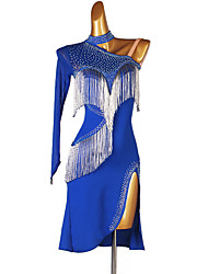 cheap -Latin Dance Dress Beading Tassel Crystals / Rhinestones Women&#039;s Training Performance Long Sleeve Chinlon