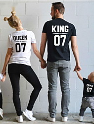 cheap -Family Look T Shirt Cotton Letter Print Gray White Black Short Sleeve Daily Casual Family Photo Matching Outfits