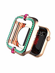 cheap -Smart watch Case compatible for bling apple watch case 40mm rhinestone crystal diamond stainless steel cover protector for iwatch series 6/se/5/4 series for women girls men (rose gold+ green crystal)
