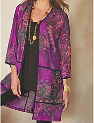 cheap -Women&#039;s Coat Casual / Daily Summer Long Coat Regular Fit Casual Jacket Pattern Fashion Blue Purple