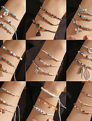 cheap -bohemian bracelets set style bead adjustable bracelet three-piece set letter pearl anklet