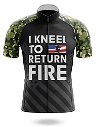 cheap -21Grams® Men&#039;s Short Sleeve Cycling Jersey American / USA Camo / Camouflage Bike Top Mountain Bike MTB Road Bike Cycling Black Green Spandex Polyester Breathable Quick Dry Moisture Wicking Sports