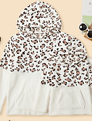 cheap -Mommy and Me Hoodie Leopard Daily Wear Print White Long Sleeve Daily Matching Outfits / Spring