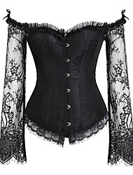 cheap -Corset Women‘s Plus Size Bustiers Corsets Sexy Overbust Corset Classic Tummy Control Push Up Lace Solid Color Hook &amp; Eye Lace Up Nylon Polyester Cotton Halloween Wedding Party Birthday