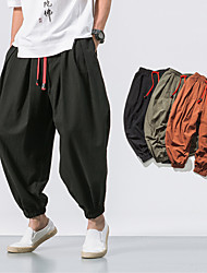 cheap -Men&#039;s Hip-Hop Baggy Shorts Pocket Full Length Pants Casual Daily Stretchy Solid Colored Sports Low Waist Green Black Coffee M L XL XXL 3XL