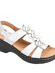 cheap -Women&#039;s Sandals Gladiator Sandals Roman Sandals Wedding Sandals Flower Wedge Heel Peep Toe PU Magic Tape Solid Colored White Black Burgundy