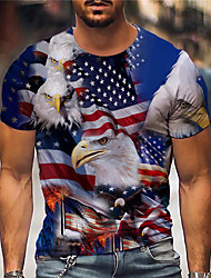 cheap -Men&#039;s Tee T shirt Tee Shirt 3D Print Graphic Prints Eagle American Flag Independence Day National Flag Plus Size Crew Neck Daily Holiday Print Short Sleeve Tops Casual Designer Big and Tall Blue