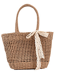 cheap -Women&#039;s 2022 Top Handle Bag Straw Holiday Beach Khaki Beige