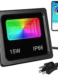 cheap -RGBW APP LED Floodlight 15W Bluetooth Outdoor Smart Flood Light 2pcs 1pcs 110V 220V IP66 Waterproof Color Changing Spotlight APP Group Control