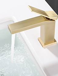 cheap -Gold Bathroom Faucet Single Hole Bathroom Sink Faucet Single Handle Brushed Gold Bathroom Faucet Vanity Faucet