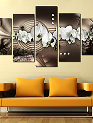 cheap -5 Panel Wall Art Canvas Prints Painting Artwork Picture Floral Home Decoration Décor Rolled Canvas No Frame Unframed Unstretched