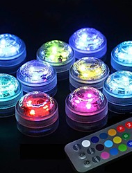 cheap -Submersible LED Lights 10pcs LED RGB Waterproof Underwater Light Remote Controller Outdoor Battery Submersible Light For Wedding Tub Pond Pool Bathtub Aquarium Party Vase Decoration