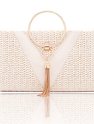 cheap -Women&#039;s 2022 Chain Bag Evening Bag PU Leather Polyester Tassel Chain Solid Color Glitter Shine Vintage Party Wedding Gold Beige