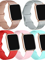 cheap -[5 pack] silicone bands compatible for apple watch bands 42mm 44mm, sport band compatible for iwatch series 6 5 4 3 se(light blue/shine rosegold/shine silver/orange red/ pink, 42mm/44mm-s/m)