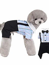 cheap -emust small dog clothes, stylish dog shirt with tie, plaid puppy clothes for small dogs boy, dog apparel for all seasons, blue, s