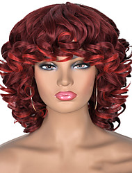 cheap -Short Hair Afro Kinky Curly Wigs With Bangs For Black Women Synthetic African Ombre Glueless Cosplay Wigs High Temperature