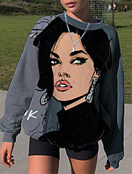 cheap -Women&#039;s Sweatshirt Pullover Abstract Portrait Oversized Print Casual Daily Sports 3D Print Sportswear Streetwear Hoodies Sweatshirts  Oversized Blushing Pink Gray