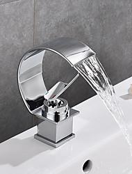 cheap -Bathroom Sink Faucet - Waterfall Chrome Centerset Single Handle One HoleBath Taps / Brass