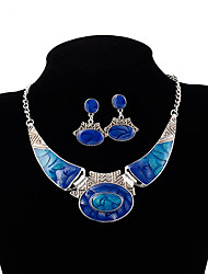 cheap -jewelry set retro fashionantique silver-plated oil drop necklace earrings set